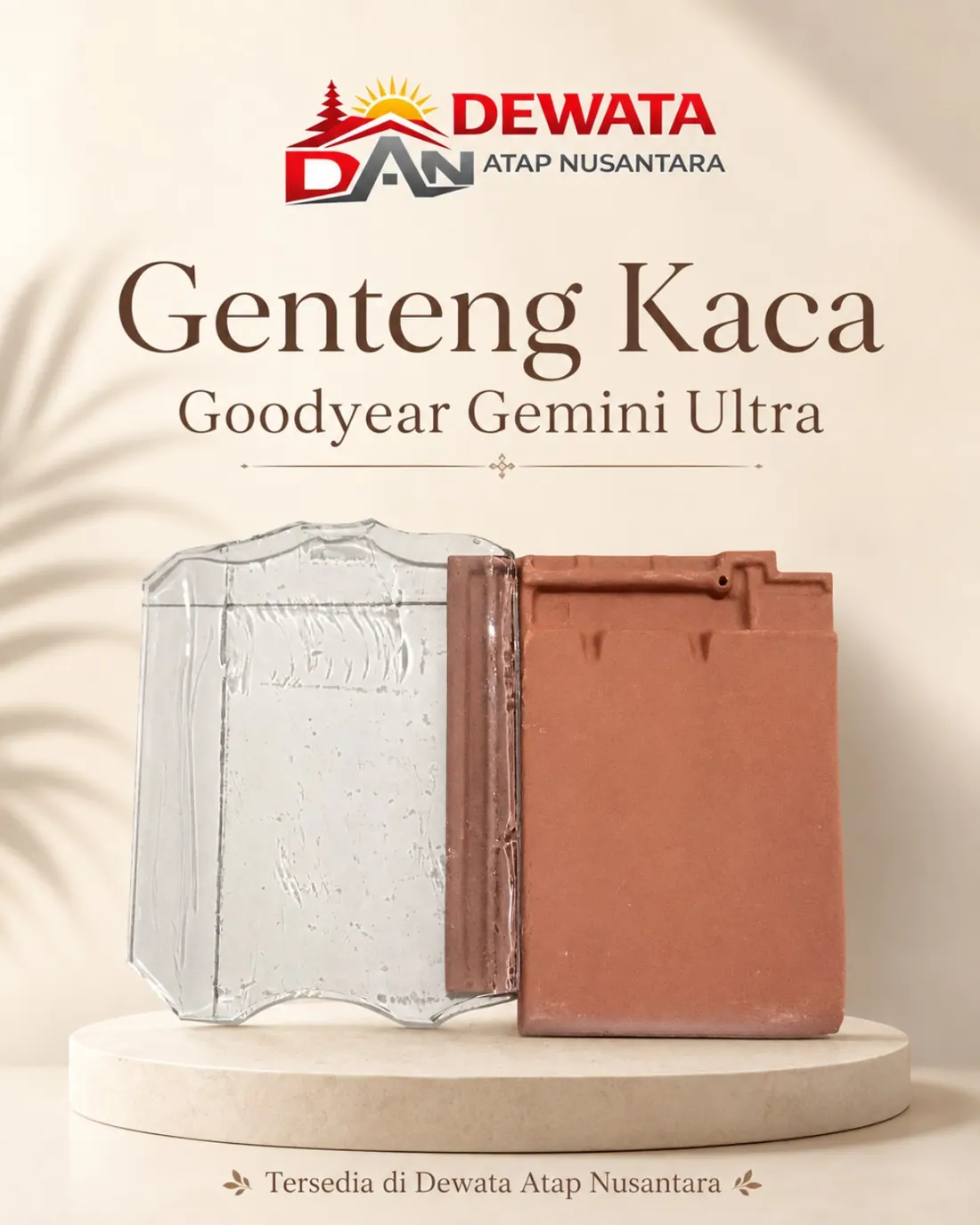 Foto Genteng Kaca Goodyear Gemini Ultra dan genteng pembanding