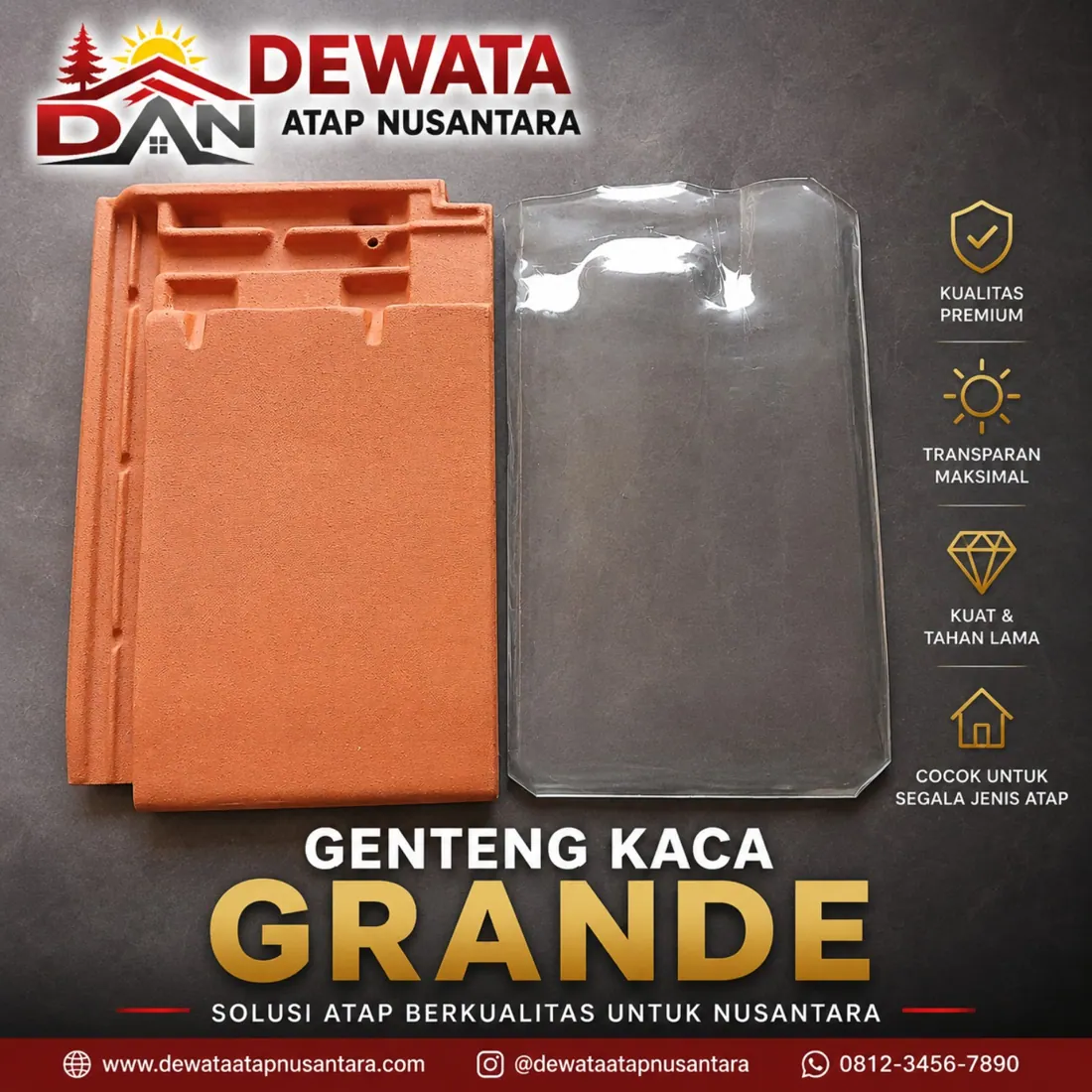 Foto Genteng Kaca Goodyear Grande dan genteng pembanding