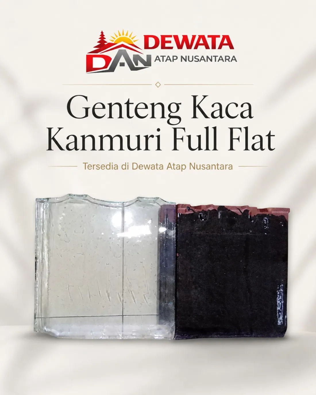 Foto Genteng Kaca Kanmuri Full Flat dan genteng pembanding